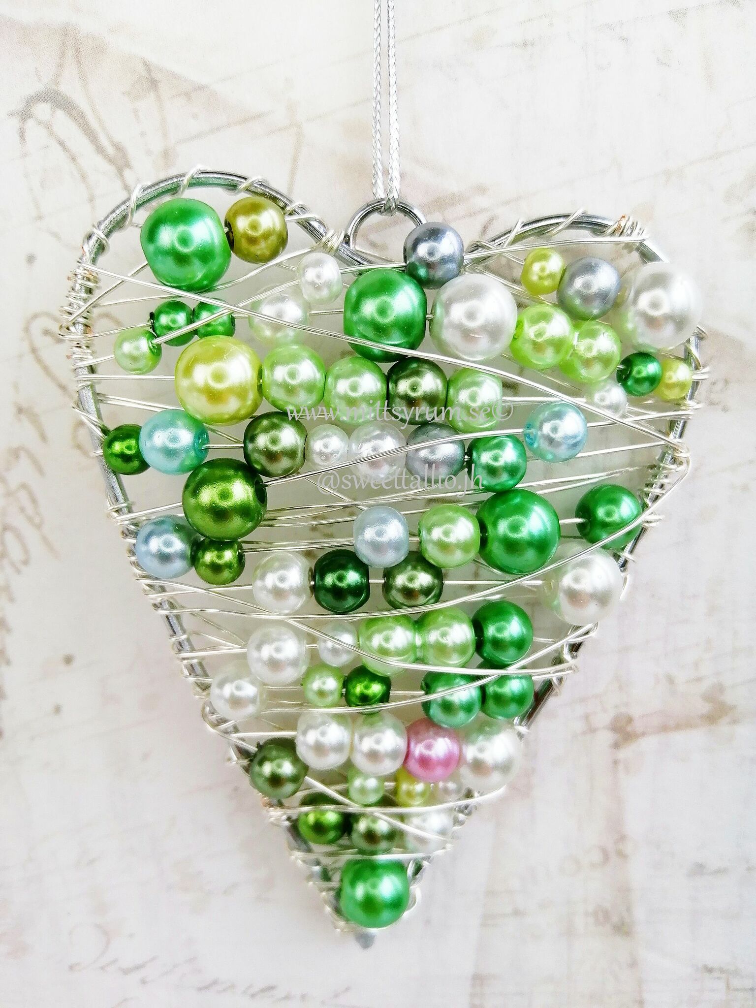 Hjärta Pärlmix Grön