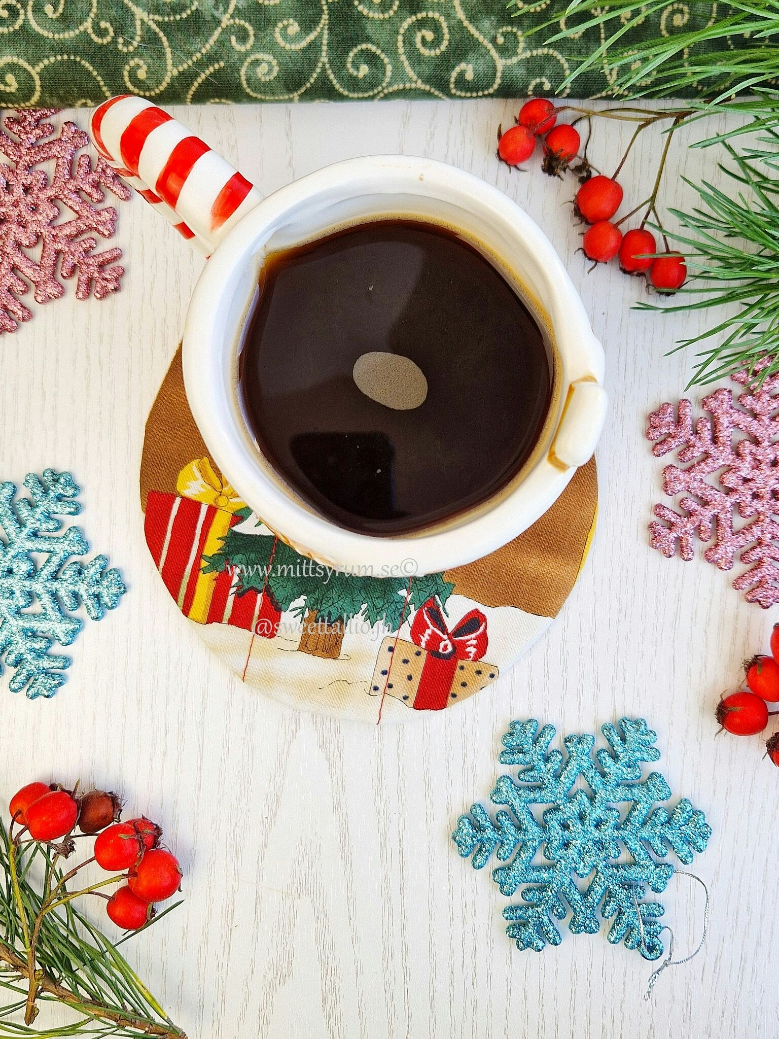 Glas/Mugg underlägg Jul Beige