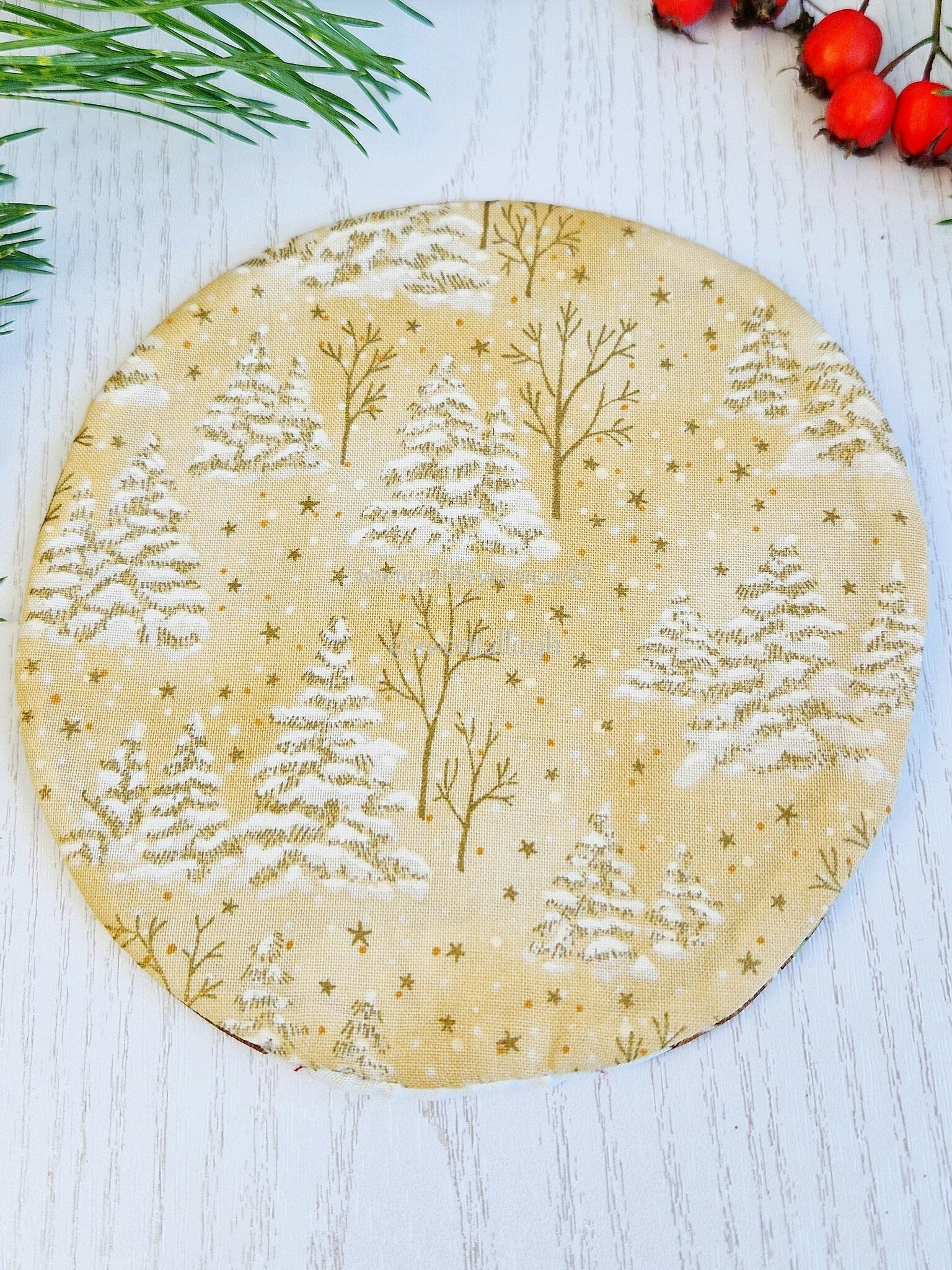 Glas/Mugg underlägg Jul Beige
