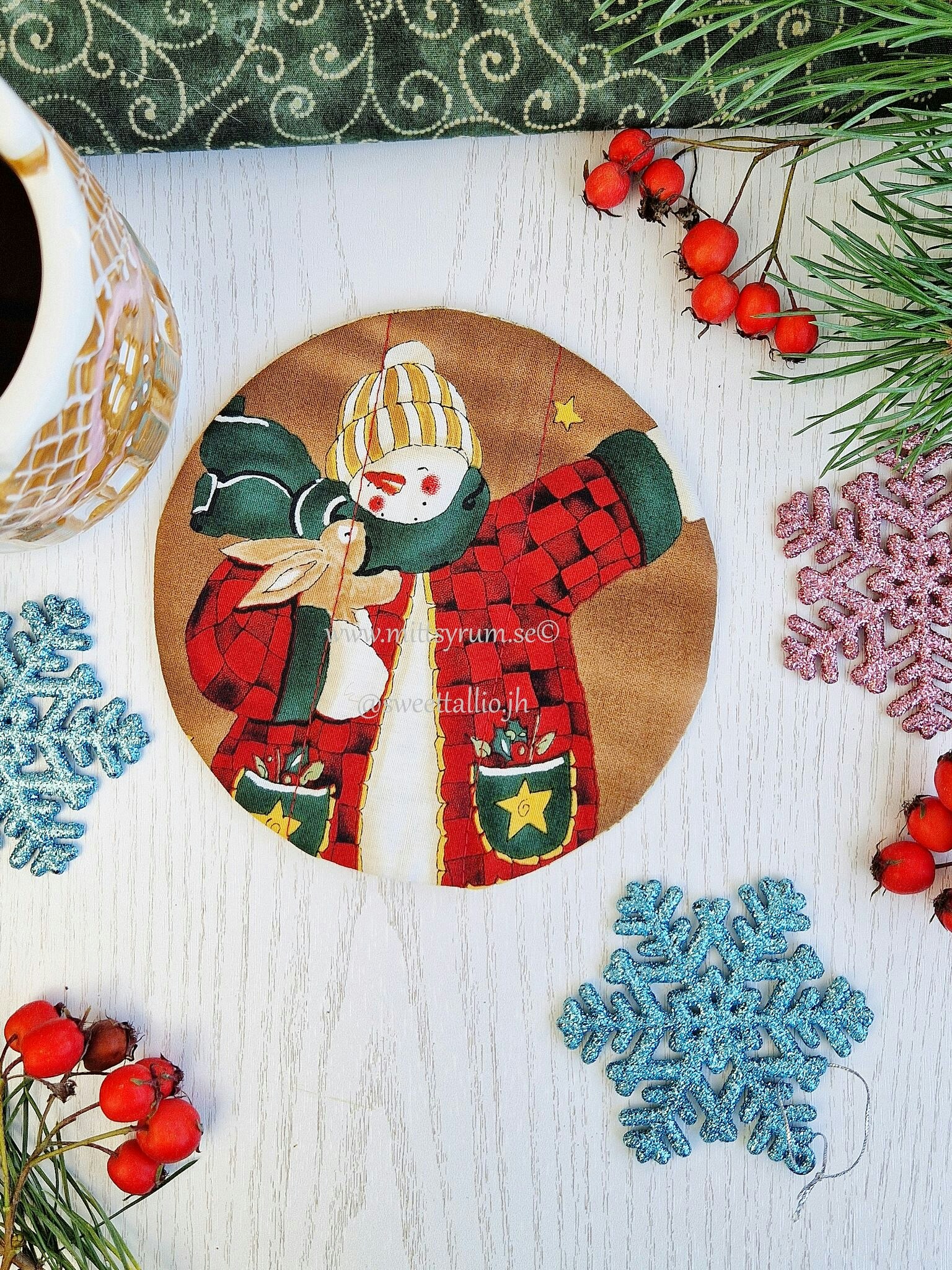 Glas/Mugg underlägg Jul Beige