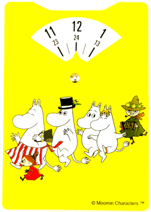 Parking disc Moomin family walking, yellow