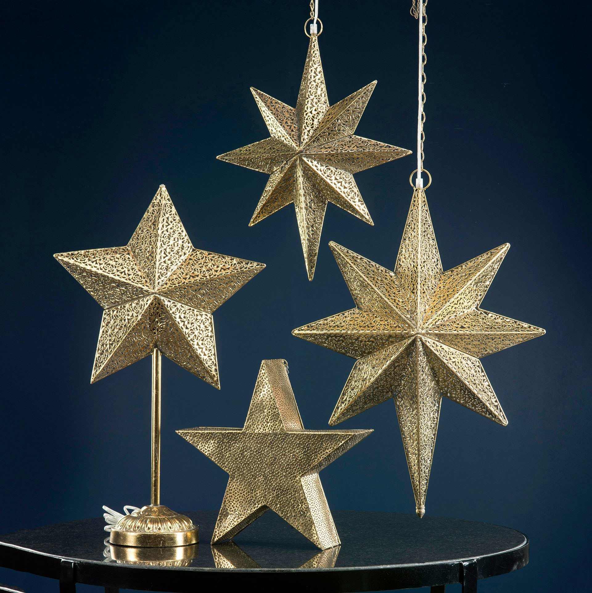 Stor Adventsstjärna Lampa 68 cm - Antik Guld / Mässing - dalaljus