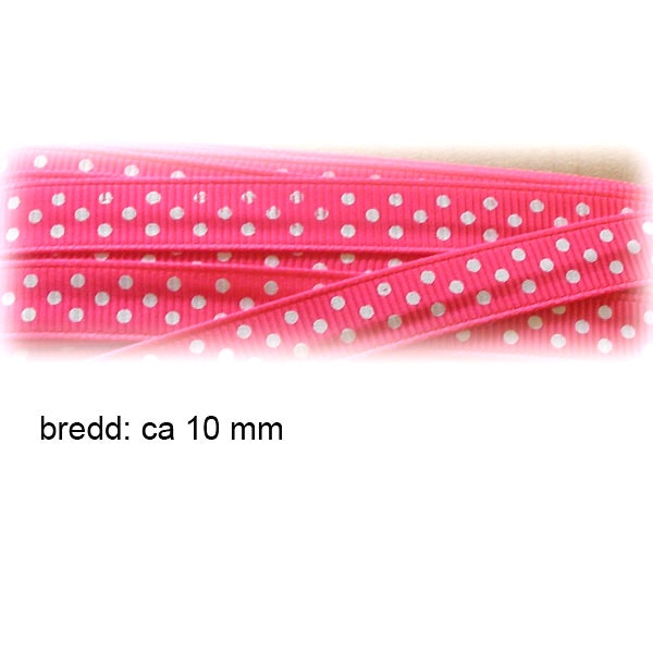 band rosa med vita prickar 10 mm