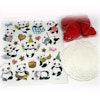 Klistermärke med katter eller panda , tårtpapper och hjärtan i filt