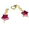 Armband - 2 st - stjärnor och en  skruvade glaspärla - rosa/lila