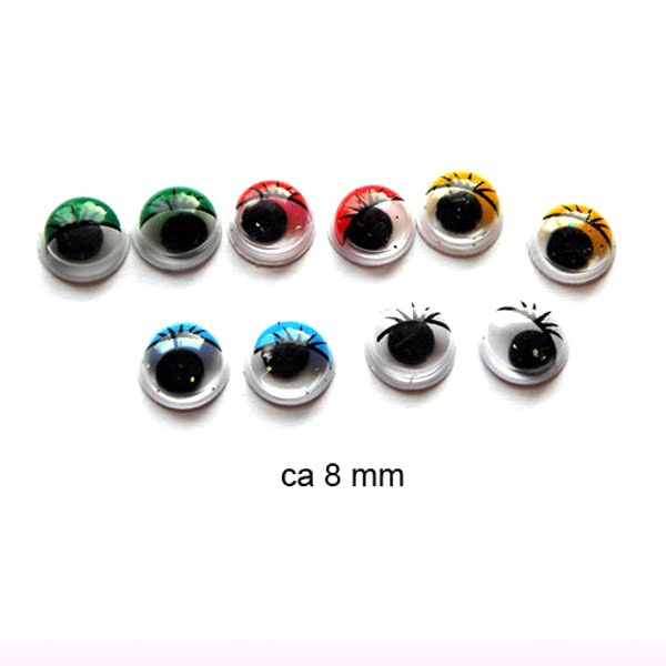 ca 5 par ögon - olika färger (gul, röd, blå, grön, vit) ca 8 mm