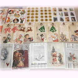 Julmix - över 100 delar - bilder, cardtoppers, hjärtan, pärlor