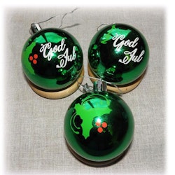 Julgranskulor med vinyltryck - grön - God Jul och dekor