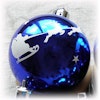 Julgranskulor med vinyltryck - blå - Tomte med släde, God Jul och dekor