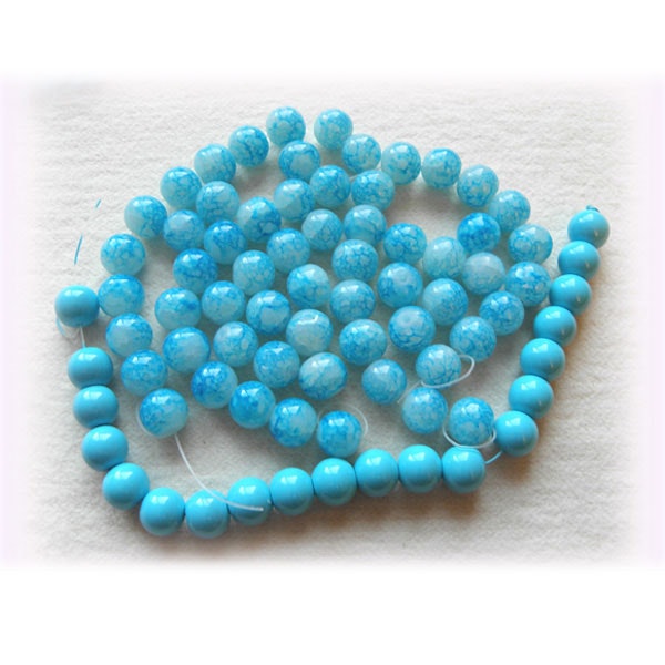 ca 350 st pärlor - ca 3 - 15 mm - blåa nyanser - akryl/glaspärlor