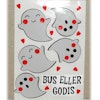 Stickers / Dekaler  - 5 st spöke, hjärtan och orden Bu, Bus eller Godis