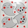 Närbild på Stickers / Dekaler  -  spöke och hjärtan