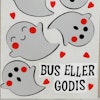Närbild på Stickers / Dekaler - spöke, hjärtan och orden Bu, Bus eller Godis