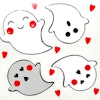 Närbild på Stickers / Dekaler  - spöke och hjärtan