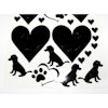 Svarta dekaler / Stickers - pudel, hjärtan och tass