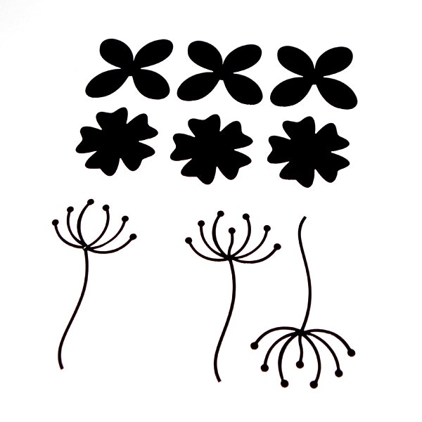 Svarta dekaler / Stickers - blommor