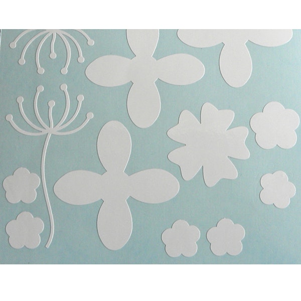 Närbild på vita dekaler / Stickers - blommor