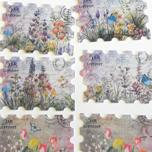 Närbild på Stickers  / Klistermärke - blommor och fjärilar