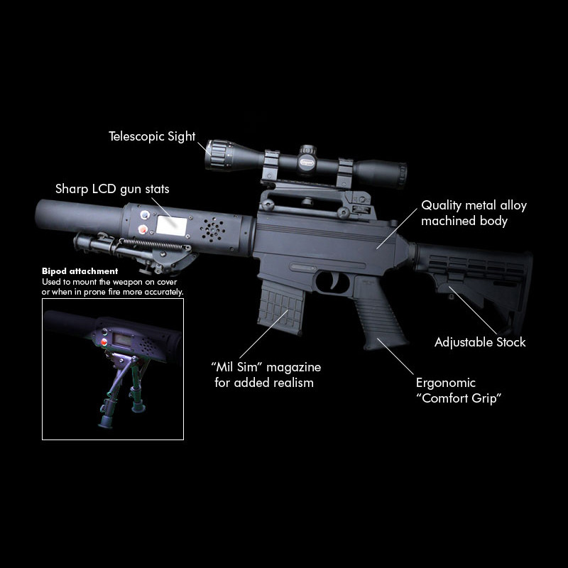 Combat Laser - Laser Tag M4 Sniper Rifle w/ Bipod, Sight