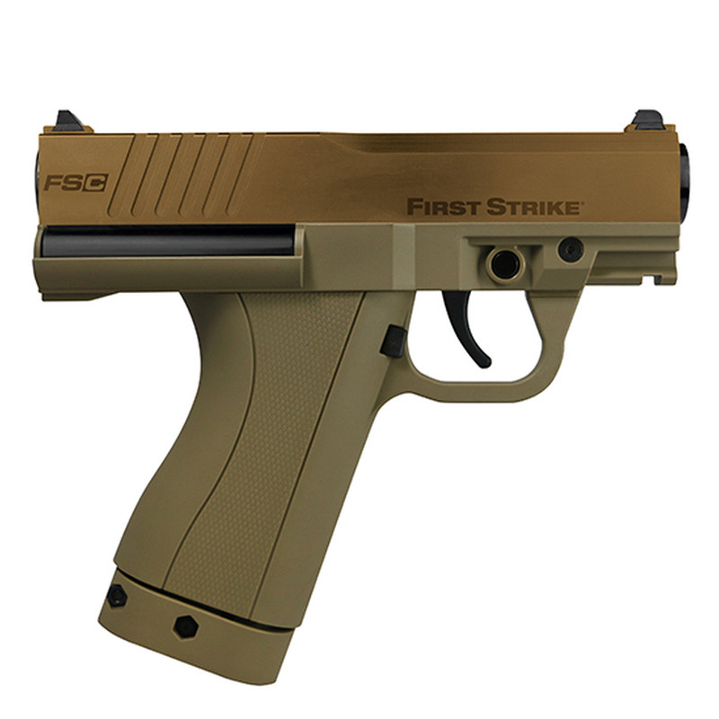 Brown/Tan färgad FSC, en liten och smidig paintball pistol.