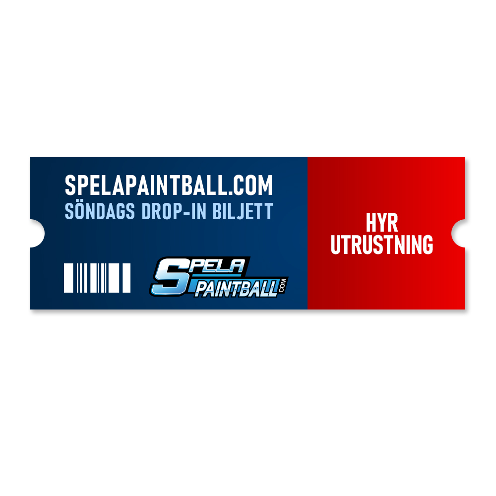SpelaPaintball Drop-in Biljett - Söndag (Inomhus) + Hyr Utrustning