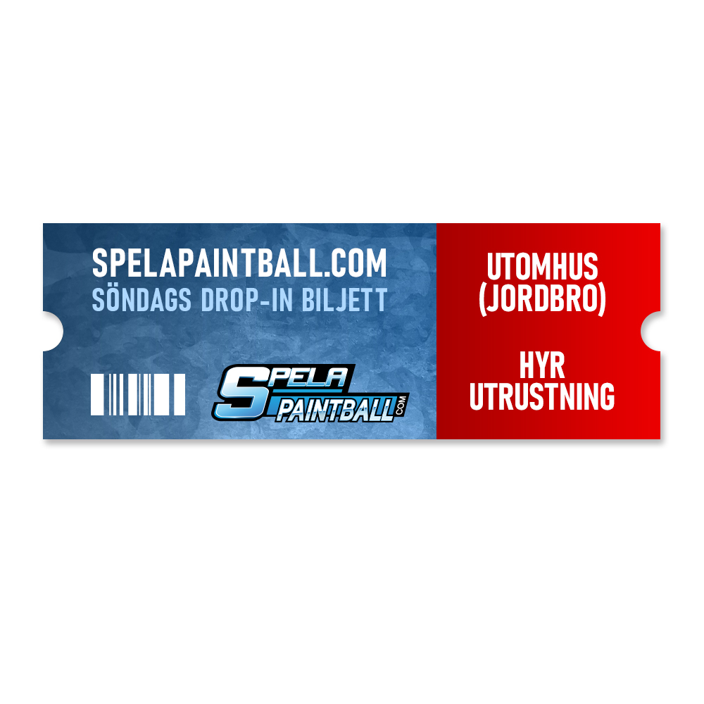 SpelaPaintball Drop-in Biljett - Söndag (Utomhus) + Hyr Utrustning