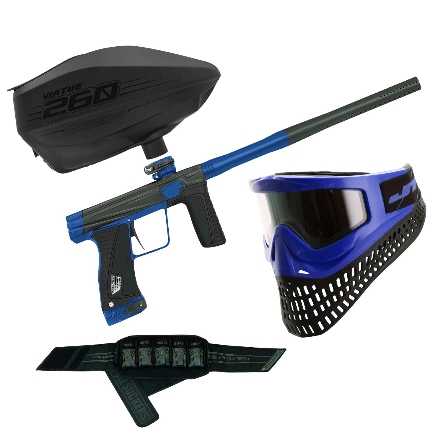 (Paket) Planet Eclipse GTEK 180R Atlantic Storm + Spire IR2 260 Black + Proflex X Blue + Fly Pack 5+8 Highlander Camo