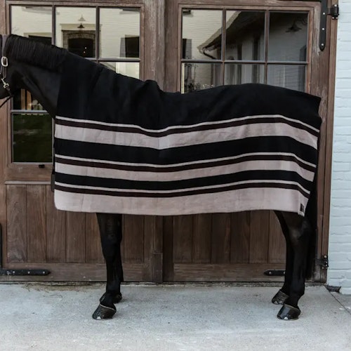Heavy Fleece Rug Square Stripes Beige