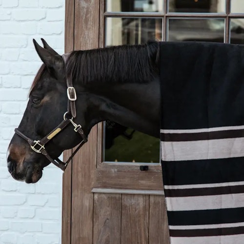 Heavy Fleece Rug Square Stripes Beige