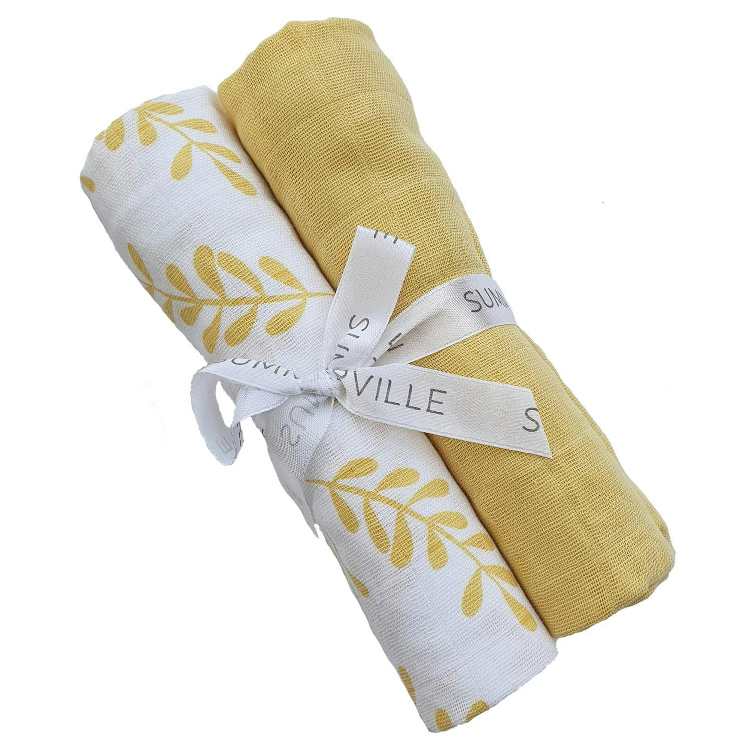 Sumerville Organic GOTS Eko Muslinfilt 2-pack  - Sun Yellow (Gul & vit)