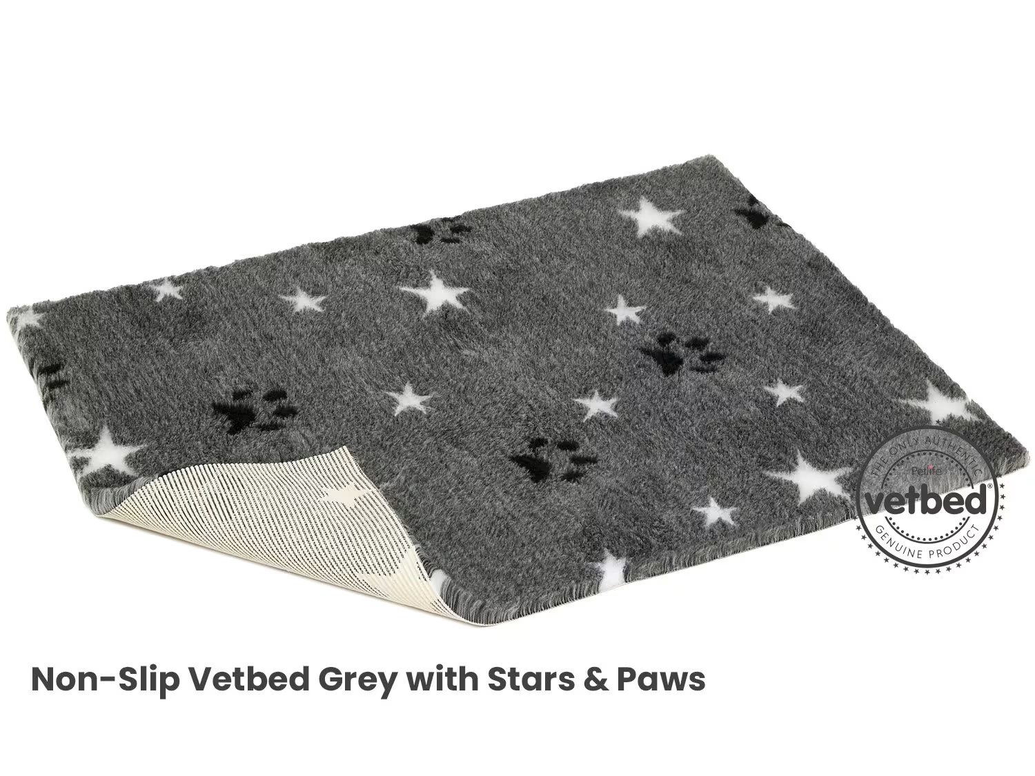 VetBed 50x75cm Nonslip Grå Stars and Paws, Petlife Original