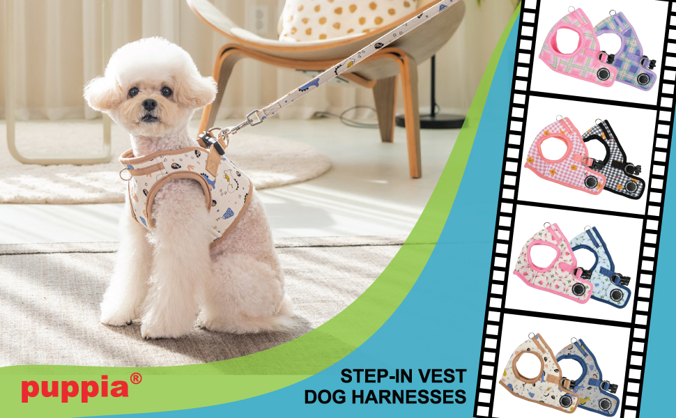 Puppia Classy Harness B Fersken/Grå/Blå // Peach/Grey/Navy