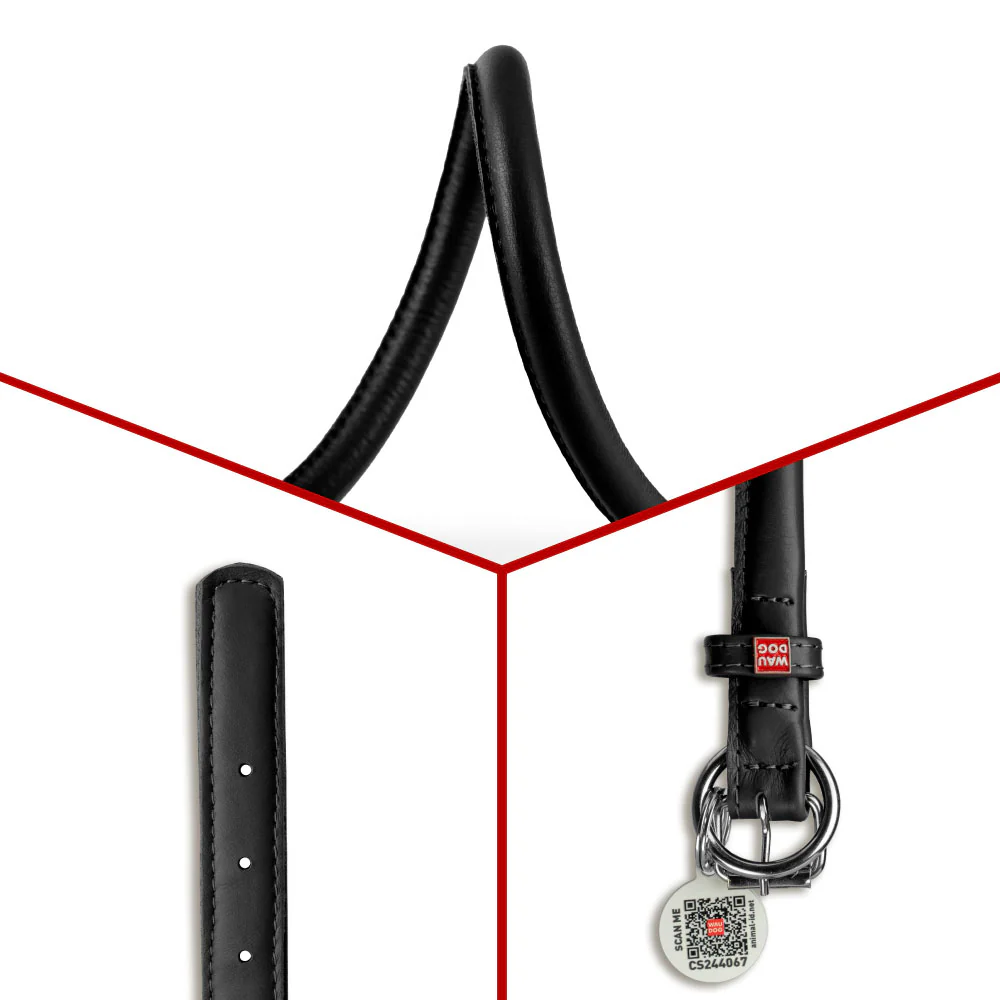 Collar Rundsydd Halsbånd "Waudog Soft" enkel Sort