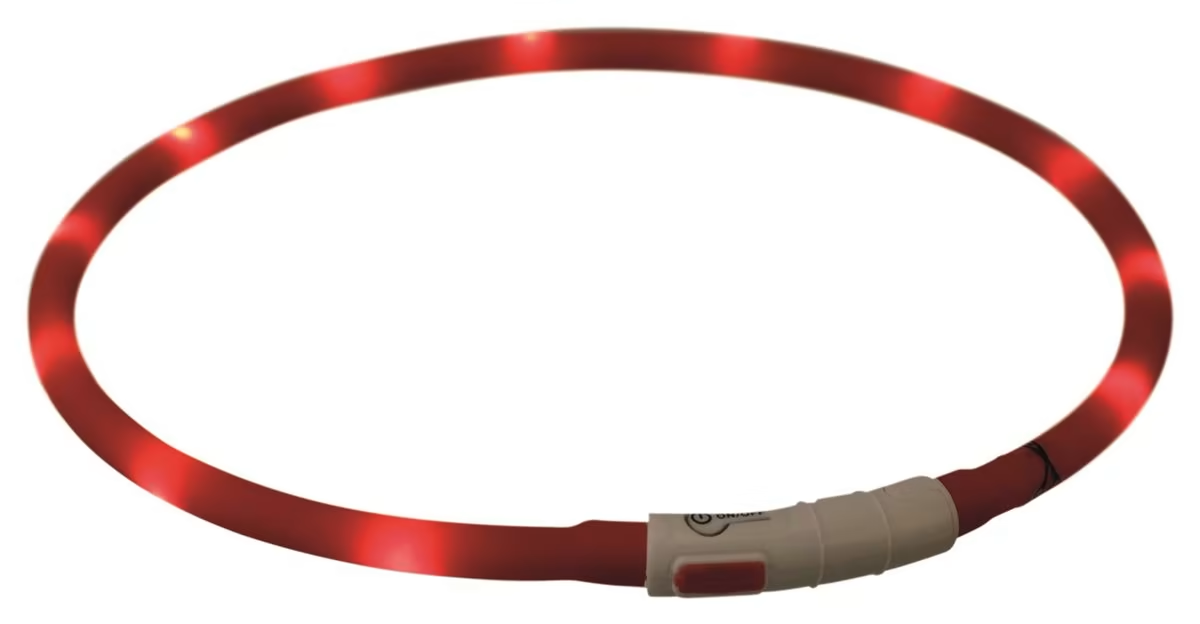 Lysende Halsbånd Silikon M/USB Lader XS-XL 70cm/10mm