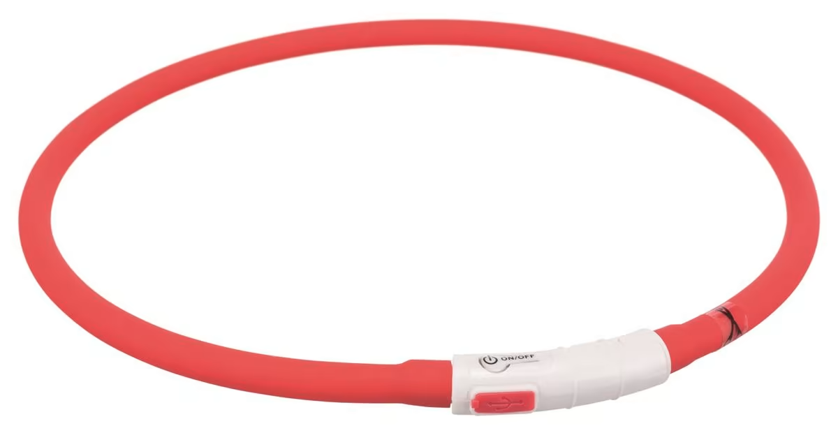 Lysende Halsbånd Silikon M/USB Lader XS-XL 70cm/10mm