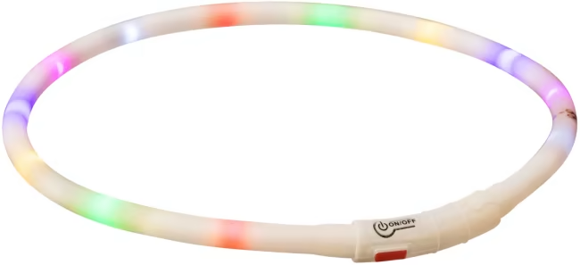 Lysende Halsbånd Silikon M/USB Lader XS-XL 70cm/10mm
