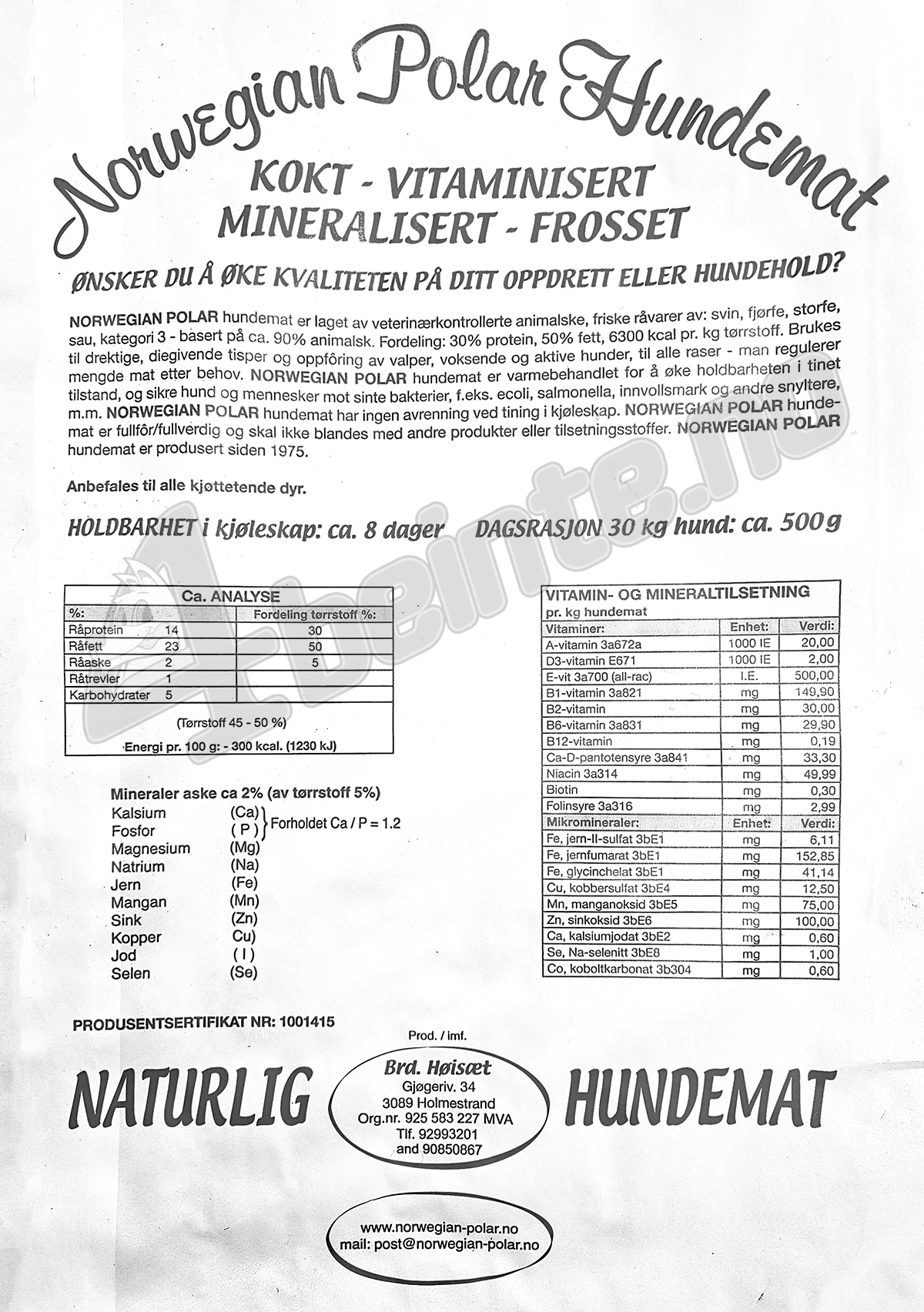 Norwegian Polar 20 kg Fryst