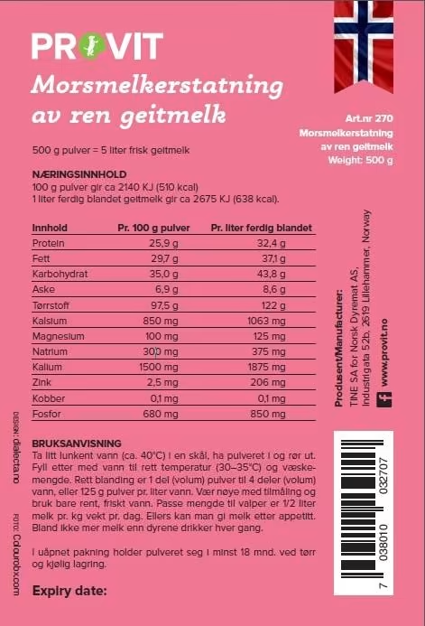 PROVIT Geitemelk Tørrmelk 500g