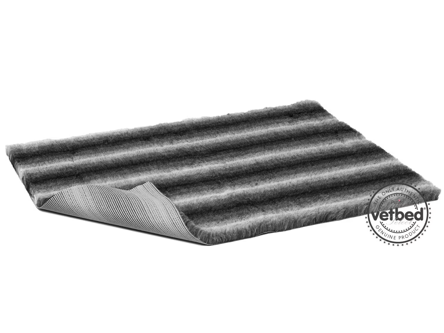 VetBed 100x150cm Nonslip Select Charcoal Grå Wolf Stripe, Petlife Original