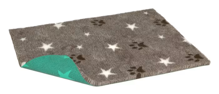VetBed 75x100cm Brun Stars and Paws (Grønn bakside), Petlife Original