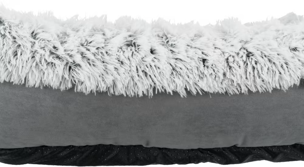 Hundeseng Harvey Bed Grå/Hvit-Sort Langhåret Plysj 80x65cm