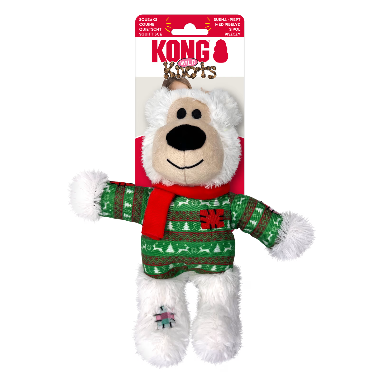 KONG Holiday Wild Knots Bear Ass. farger M/L
