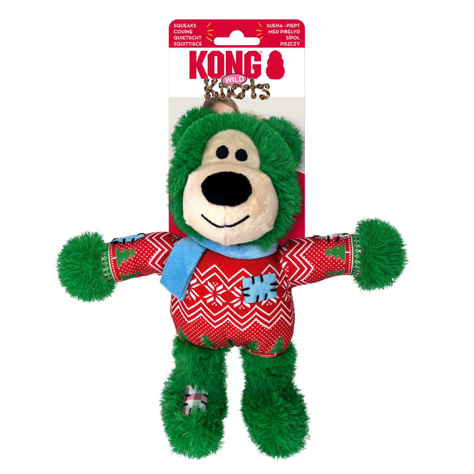 KONG Holiday Wild Knots Bear Ass. farger M/L