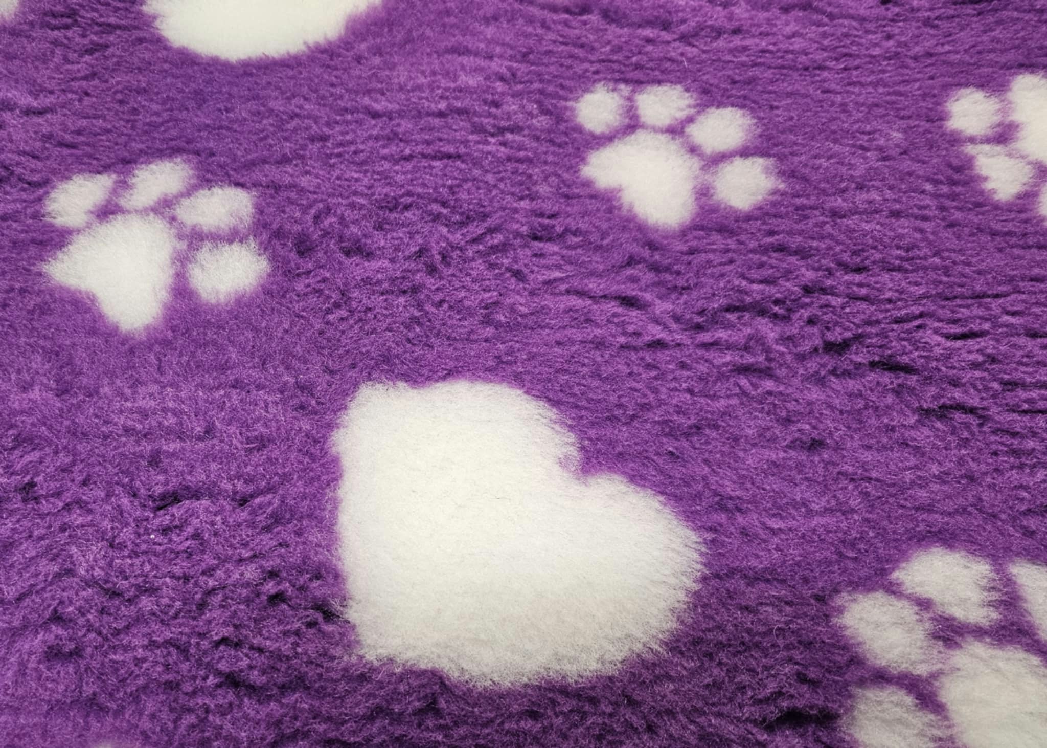 Vetbed 75x100cm Purple with White Hearts, Bones & Paws, Petlife Original