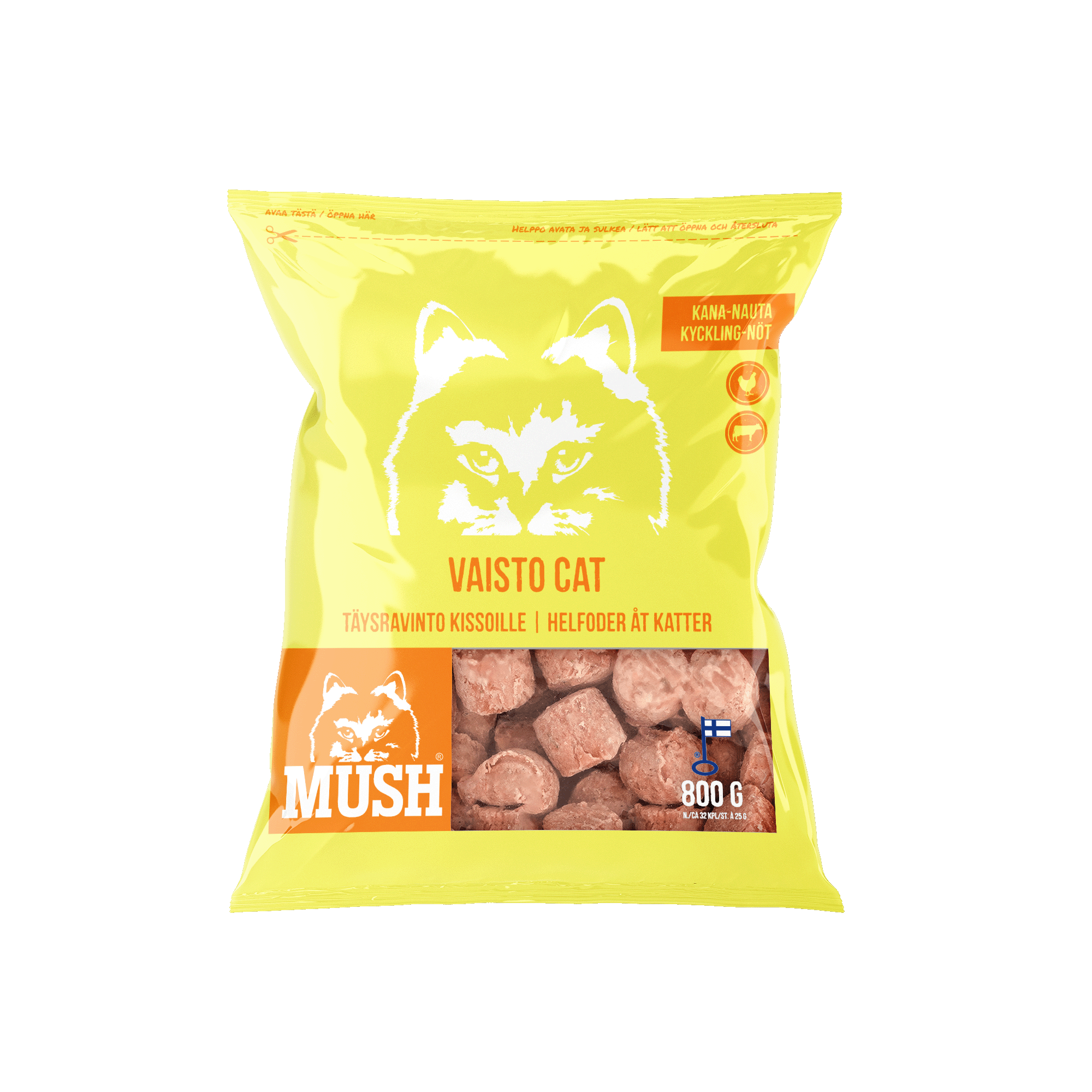 MUSH Vaisto® Cat Gul (Kylling-Okse)