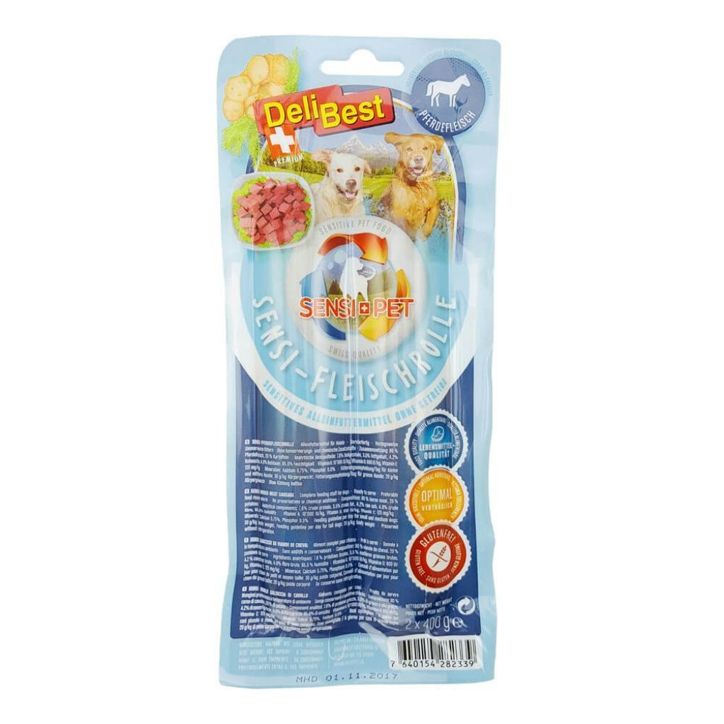 Delibest Sensi Hundepølse Hest 2x400 gram