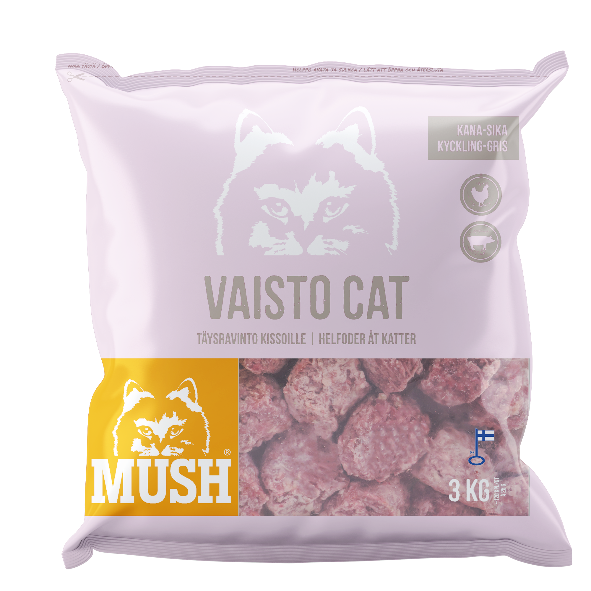 MUSH Vaisto® Cat Rosa - kylling-gris