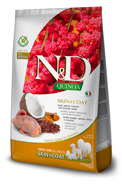 Farmina N&D Dog Quinoa Skin & Coat, Quail & Coconut Adult Med/MAX 2,5 Kg