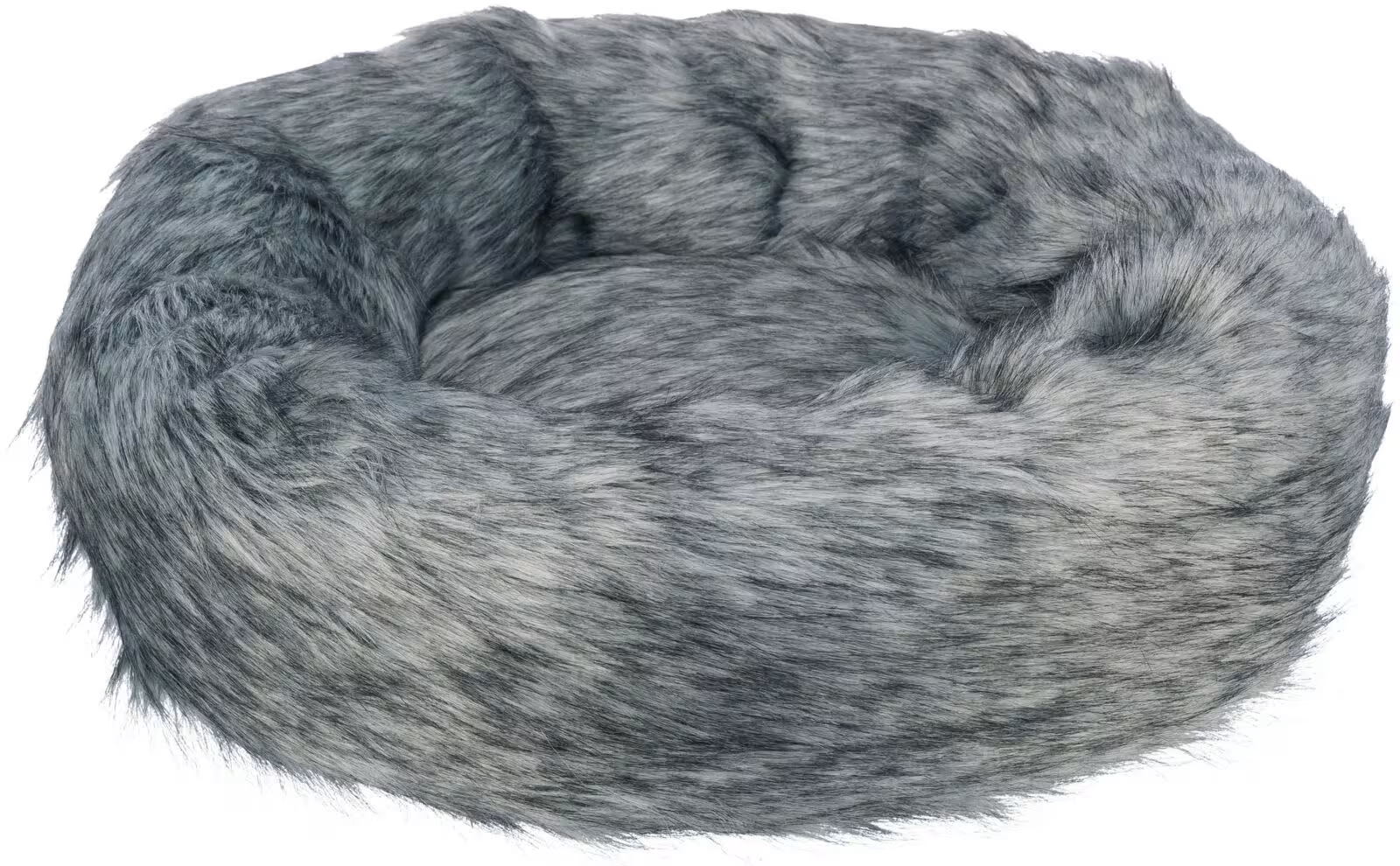 Hunde/Katteseng Yelina Sort/Grå Ø55cm Langhåret Plysj