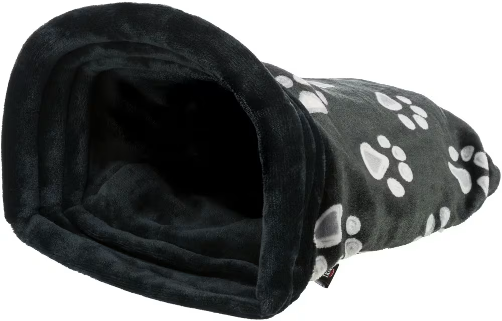 Katte/Hundehule Jimmy Softplysj Sort M/Poter 34x20x45cm Seng